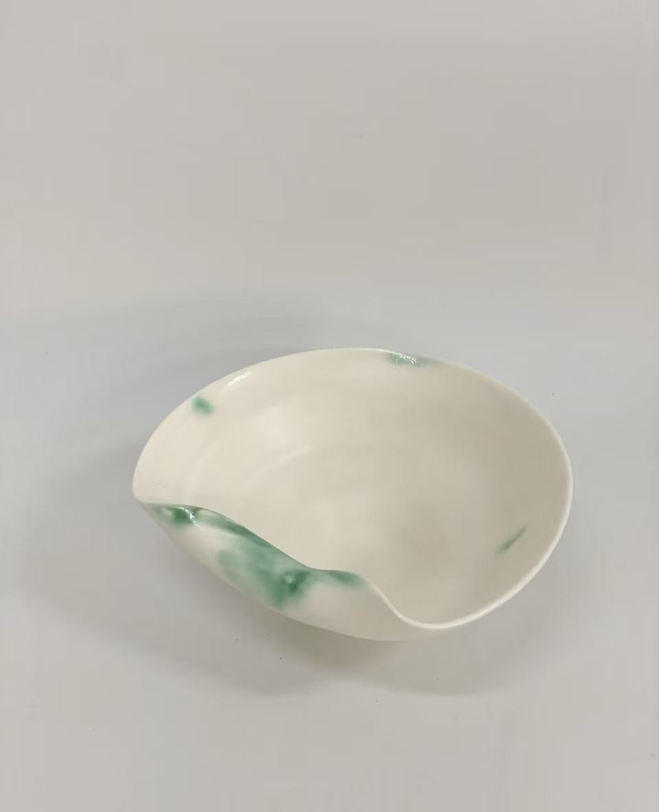 Orii Verdant Ripple Bowl — Handcrafted Ceramic Bowl in Wabi-Sabi Style