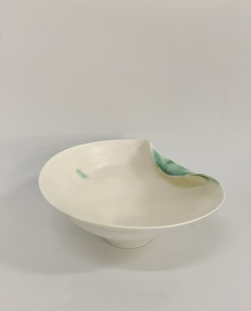 Orii Verdant Ripple Bowl — Handcrafted Ceramic Bowl in Wabi-Sabi Style