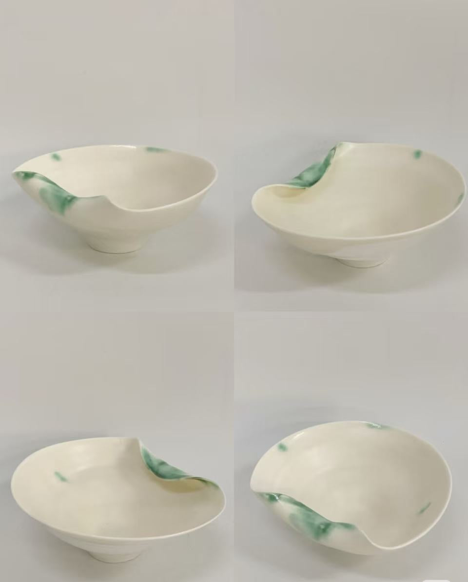 Orii Verdant Ripple Bowl — Handcrafted Ceramic Bowl in Wabi-Sabi Style