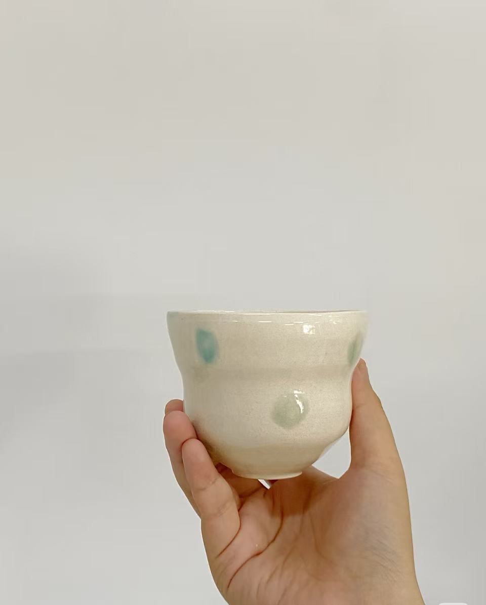 Orii Misty Dot Cup — Handcrafted Ceramic Teacup in Wabi-Sabi Style