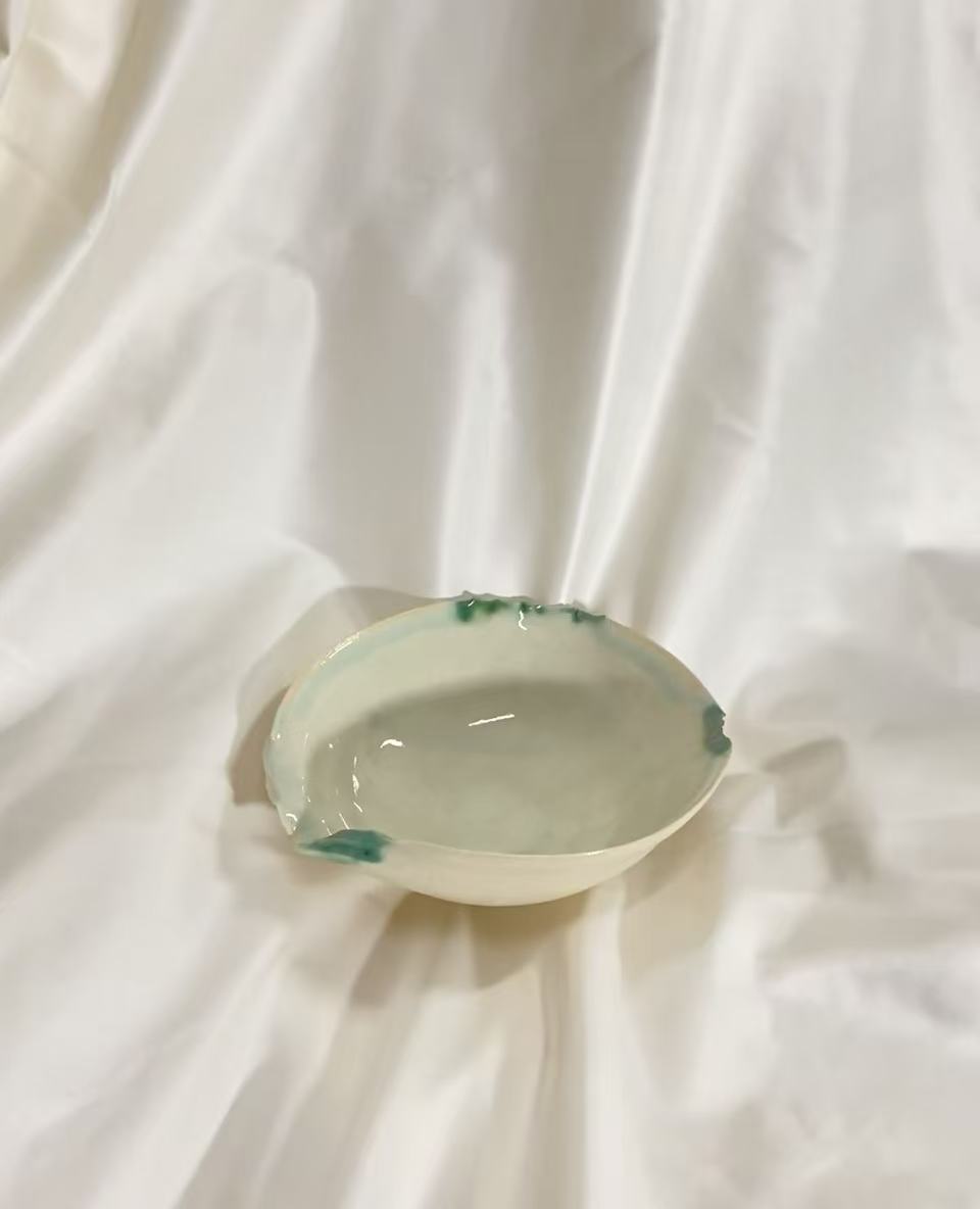 Orii Drifting Edge Bowl — Handcrafted Ceramic Bowl with Flowing Green Glaze