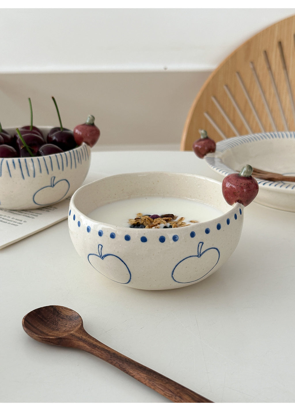Orii Apple Hand-Painted Stoneware Bowl – Cereal & Yogurt