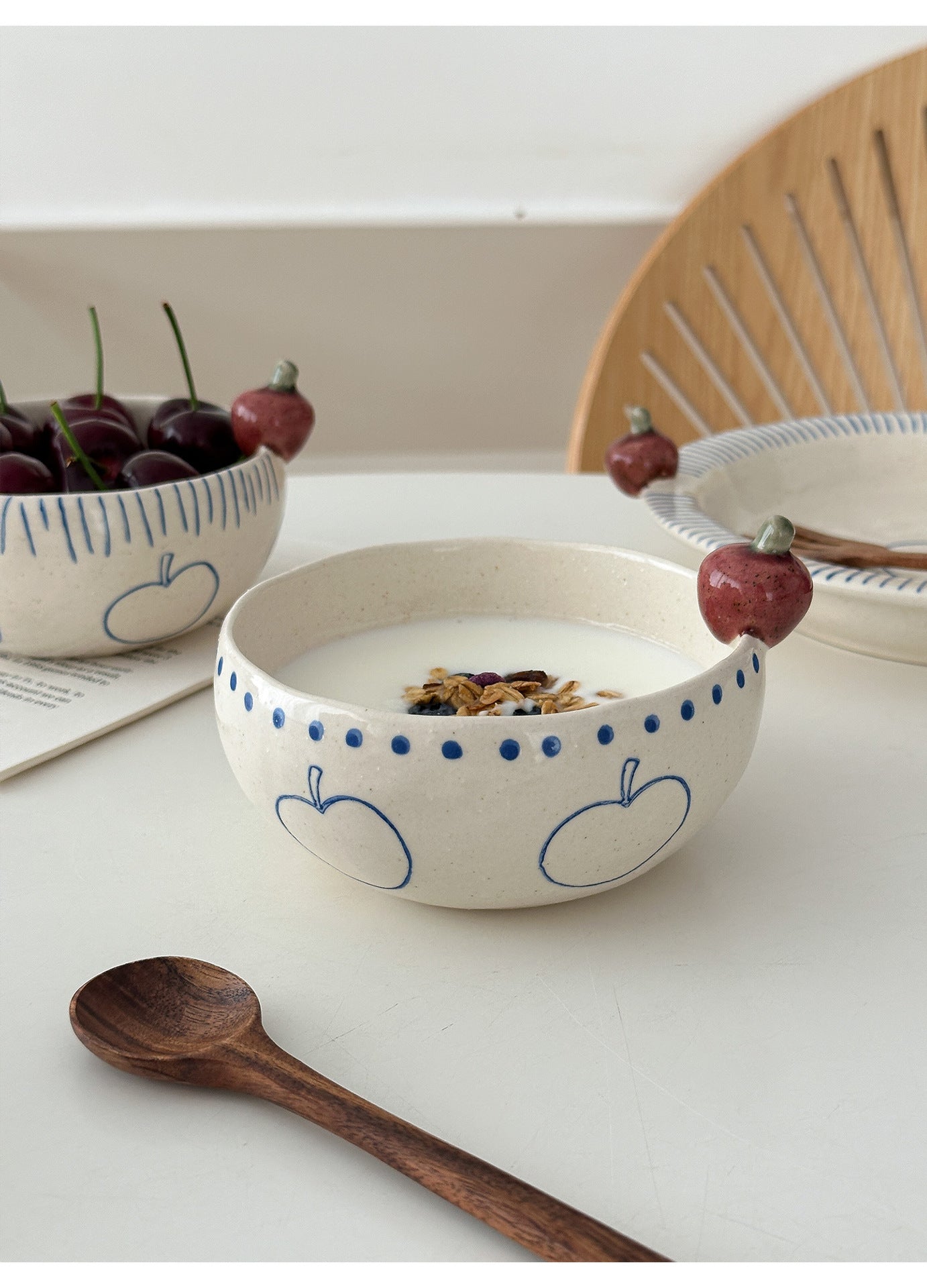 Orii Apple Hand-Painted Stoneware Bowl – Cereal & Yogurt