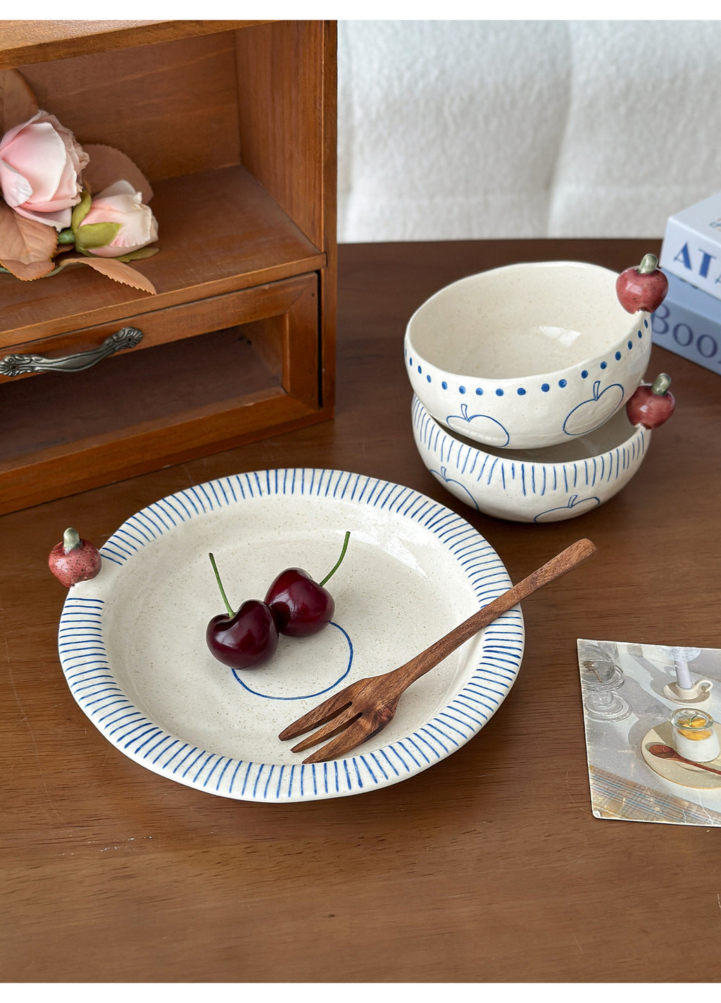 Orii Apple Hand-Painted Stoneware Bowl – Cereal & Yogurt