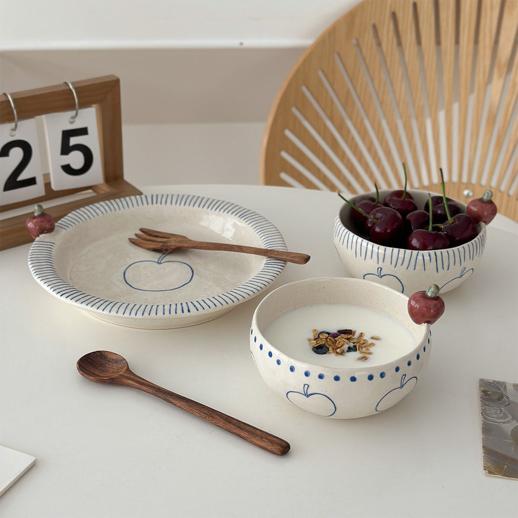 Orii Apple Hand-Painted Stoneware Bowl – Cereal & Yogurt