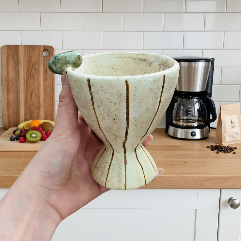 Orii Handmade Fava Bean Stoneware Grip Cup