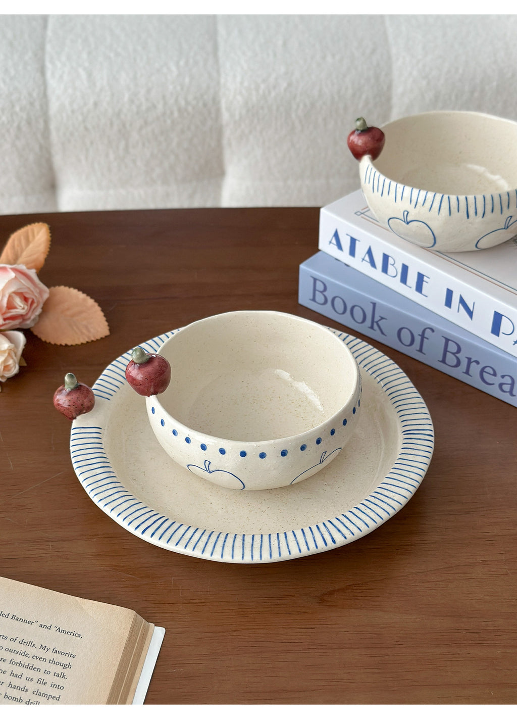 Orii Apple Hand-Painted Stoneware Bowl – Cereal & Yogurt