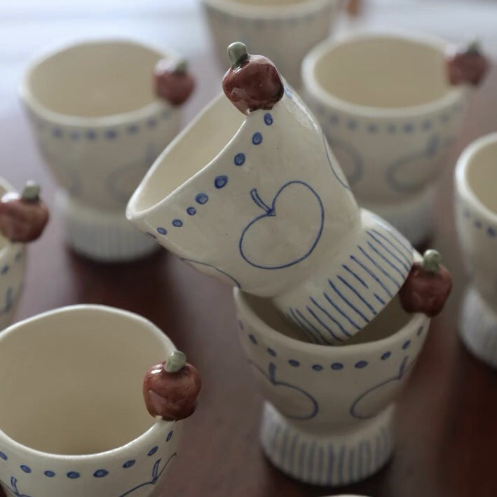 Orii Hand-Painted Apple Stoneware Latte Art Cup