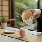 Orii Powder-Glazed Fair Cup Hand-Thrown Ceramic Pitcher · Wabi-Sabi Style