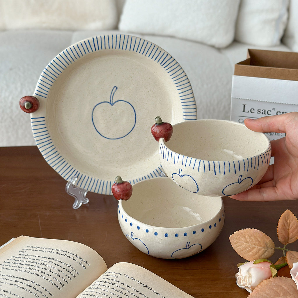 Orii Apple Hand-Painted Stoneware Bowl – Cereal & Yogurt